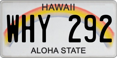 HI license plate WHY292