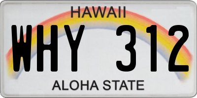 HI license plate WHY312