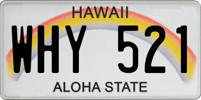 HI license plate WHY521