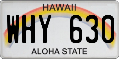 HI license plate WHY630