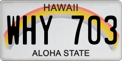 HI license plate WHY703