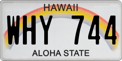 HI license plate WHY744