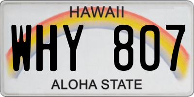 HI license plate WHY807