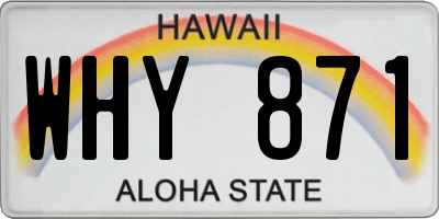 HI license plate WHY871