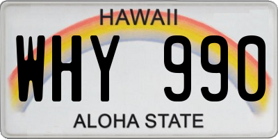 HI license plate WHY990