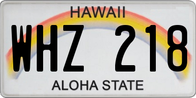 HI license plate WHZ218