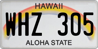 HI license plate WHZ305