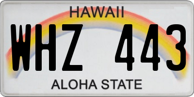 HI license plate WHZ443