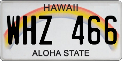 HI license plate WHZ466