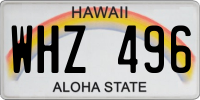 HI license plate WHZ496