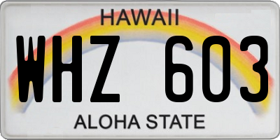 HI license plate WHZ603
