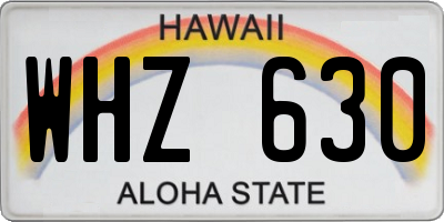HI license plate WHZ630