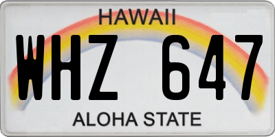 HI license plate WHZ647