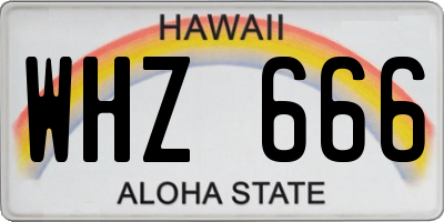 HI license plate WHZ666