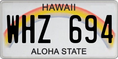 HI license plate WHZ694