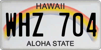 HI license plate WHZ704