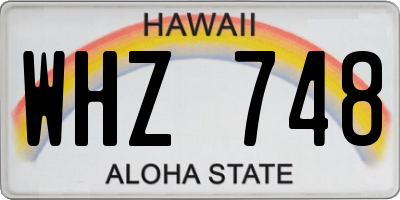 HI license plate WHZ748