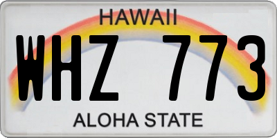 HI license plate WHZ773
