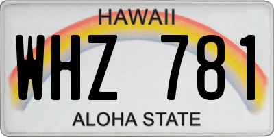 HI license plate WHZ781
