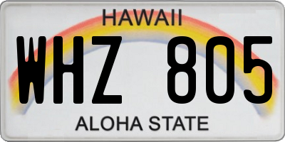 HI license plate WHZ805