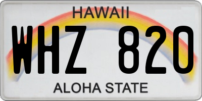 HI license plate WHZ820