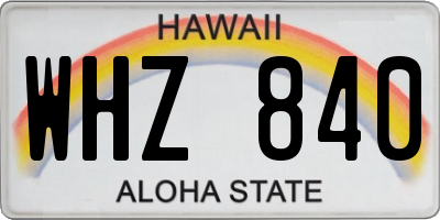 HI license plate WHZ840