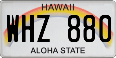 HI license plate WHZ880