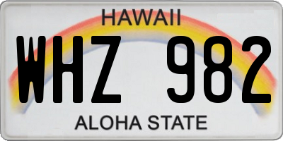 HI license plate WHZ982