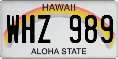 HI license plate WHZ989