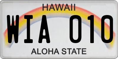 HI license plate WIA010