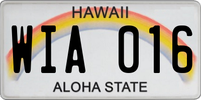 HI license plate WIA016