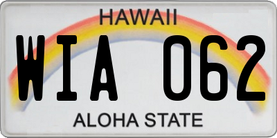 HI license plate WIA062
