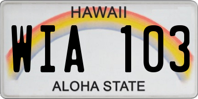 HI license plate WIA103