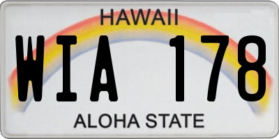 HI license plate WIA178