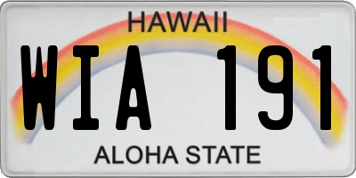HI license plate WIA191