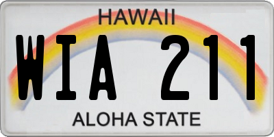HI license plate WIA211