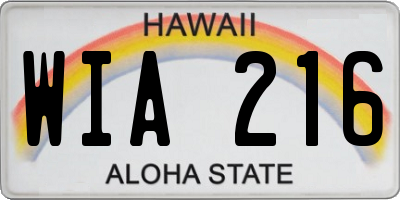 HI license plate WIA216