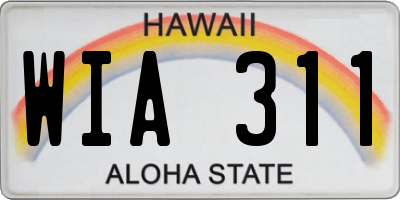 HI license plate WIA311