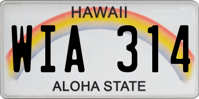 HI license plate WIA314