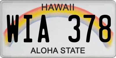 HI license plate WIA378