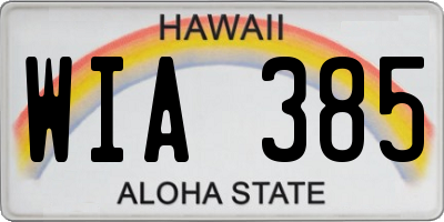 HI license plate WIA385