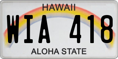 HI license plate WIA418