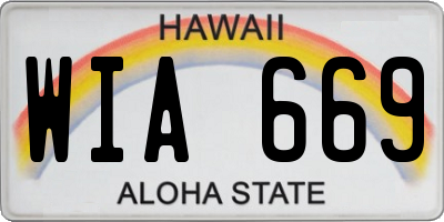 HI license plate WIA669