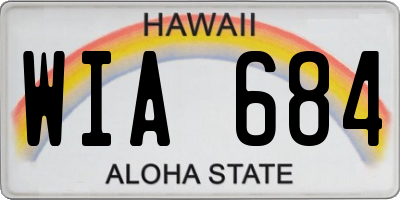 HI license plate WIA684