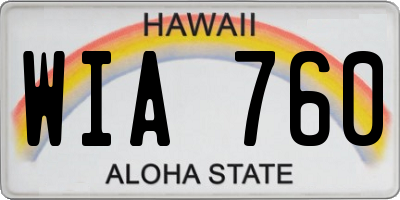 HI license plate WIA760