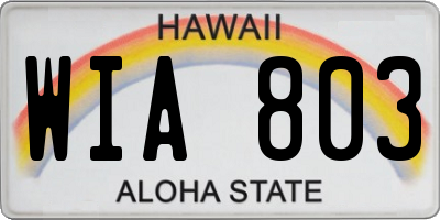 HI license plate WIA803