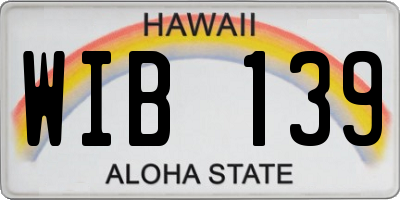 HI license plate WIB139