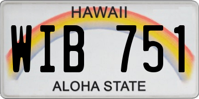 HI license plate WIB751