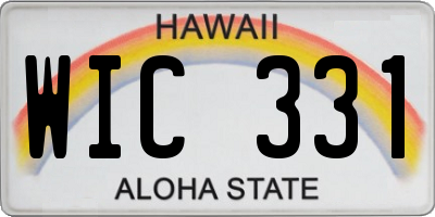 HI license plate WIC331