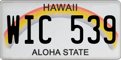 HI license plate WIC539